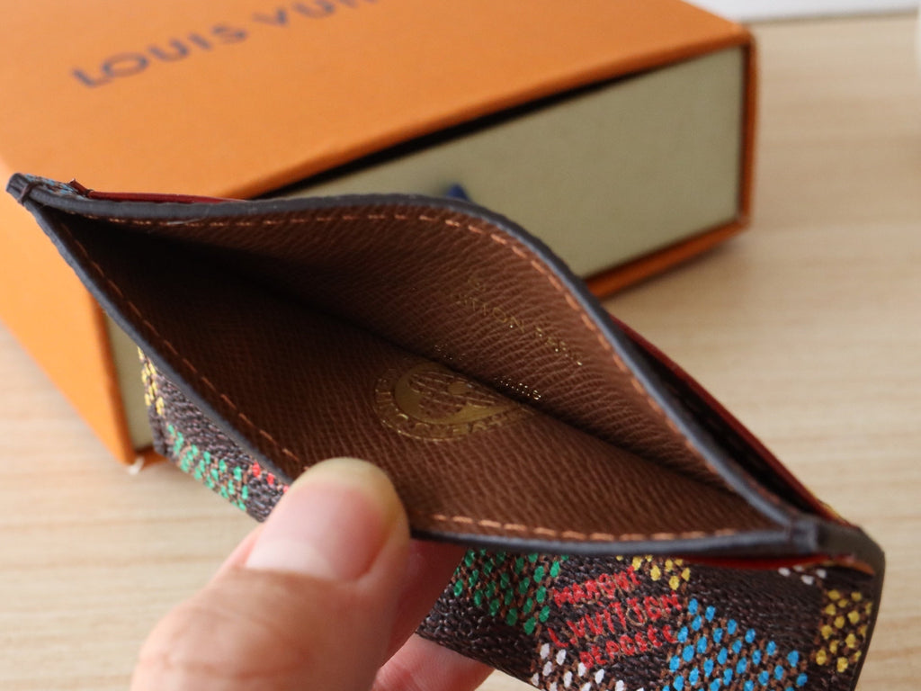 LOUIS VUITTON POCKET ORGANIZER CARD HOLDER 11 IN COLORFUL DAMIER EBENE CANVAS