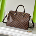 LOUIS VUITTON SPEEDY BANDOLIÈRE 30 IN DARK BROWN DAMIER EBENE CANVAS GOLD LOCK