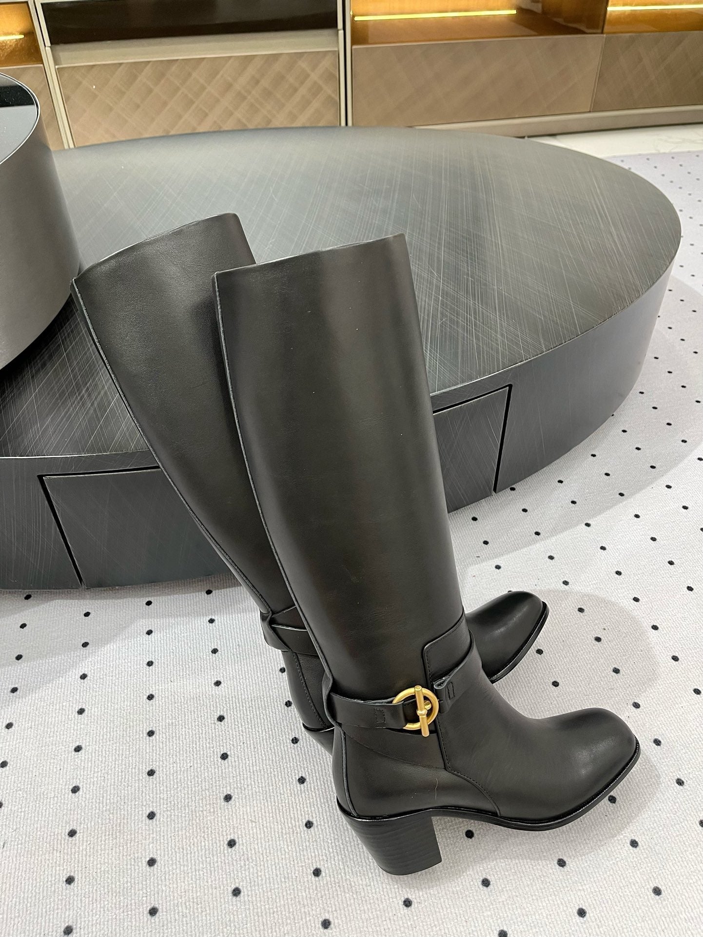HERMES JUSTINE BOOT 6 CM IN BLACK CALFSKIN