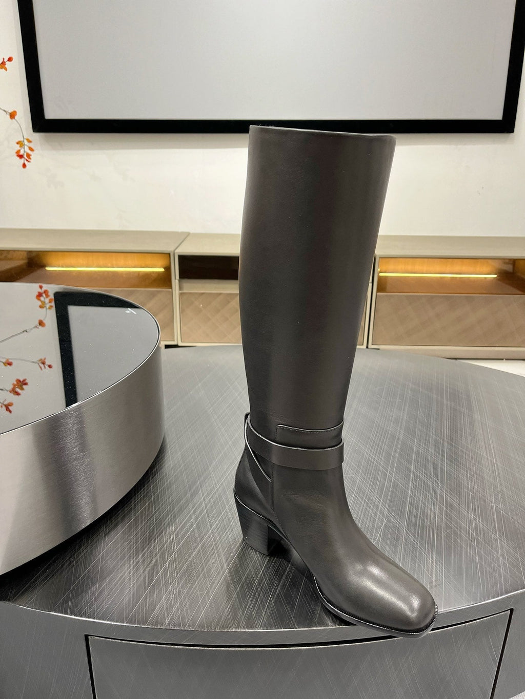 HERMES JUSTINE BOOT 6 CM IN BLACK CALFSKIN