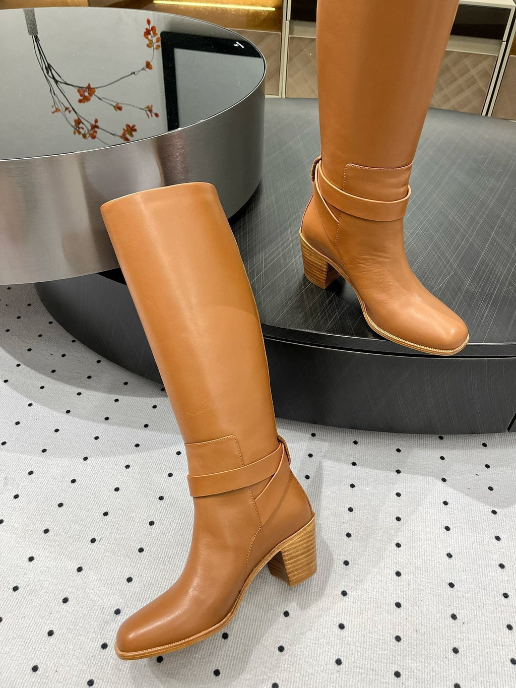 HERMES JUSTINE BOOT 6 CM IN BRONZE BROWN CALFSKIN