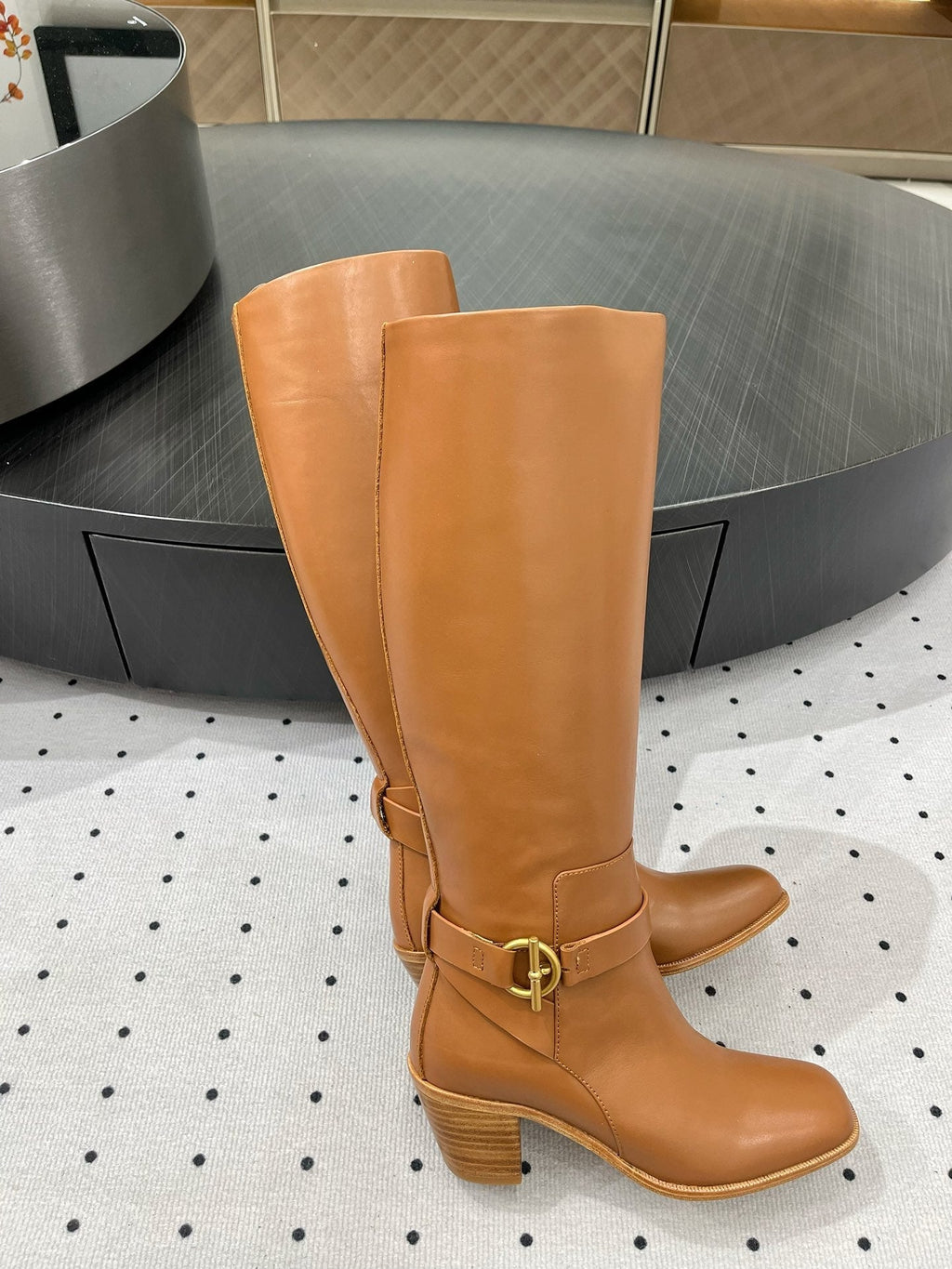 HERMES JUSTINE BOOT 6 CM IN BRONZE BROWN CALFSKIN