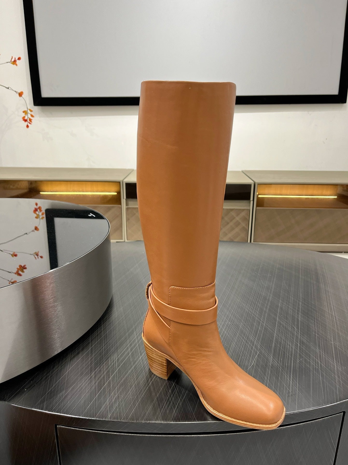 HERMES JUSTINE BOOT 6 CM IN BRONZE BROWN CALFSKIN