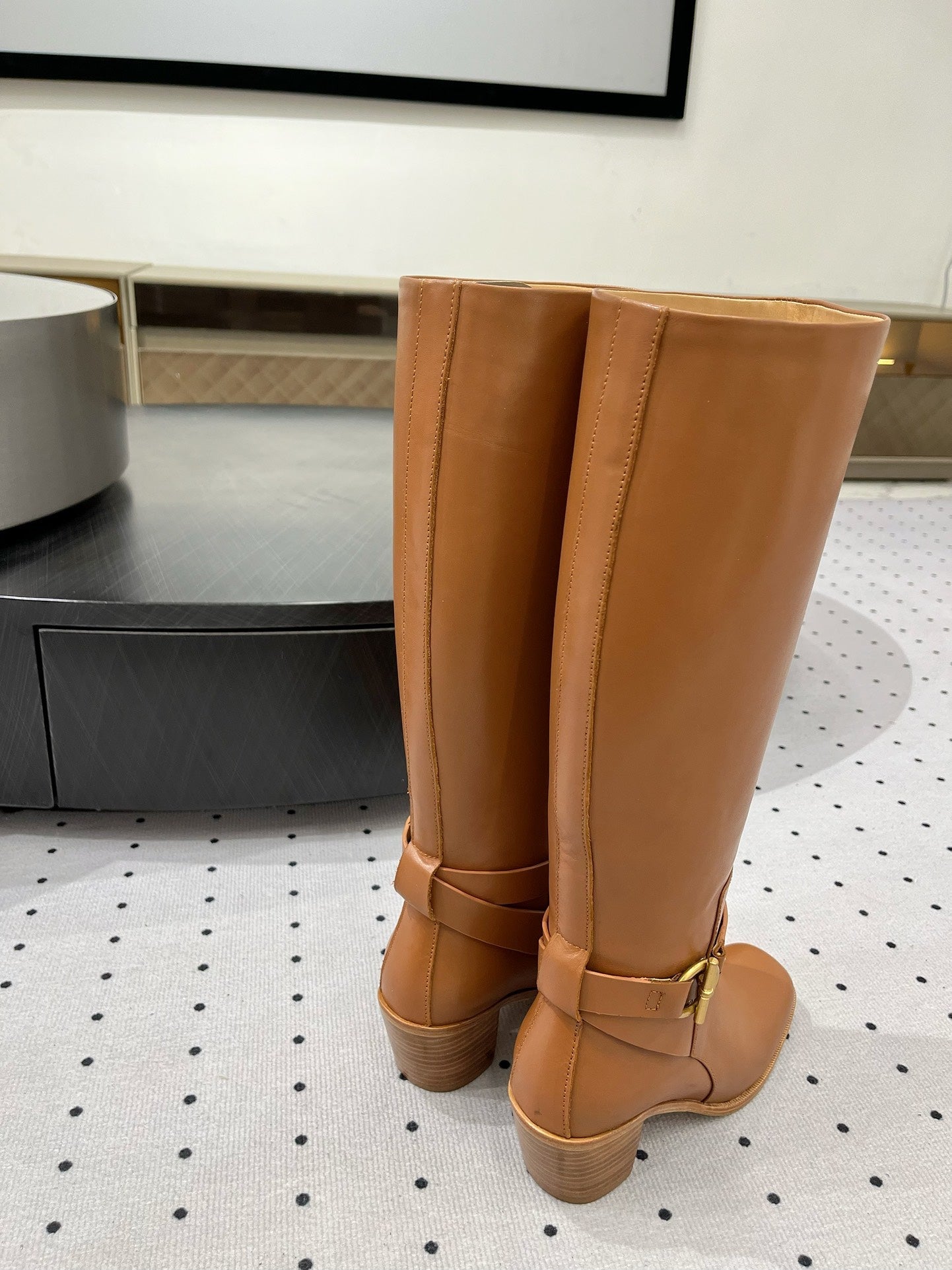 HERMES JUSTINE BOOT 6 CM IN BRONZE BROWN CALFSKIN