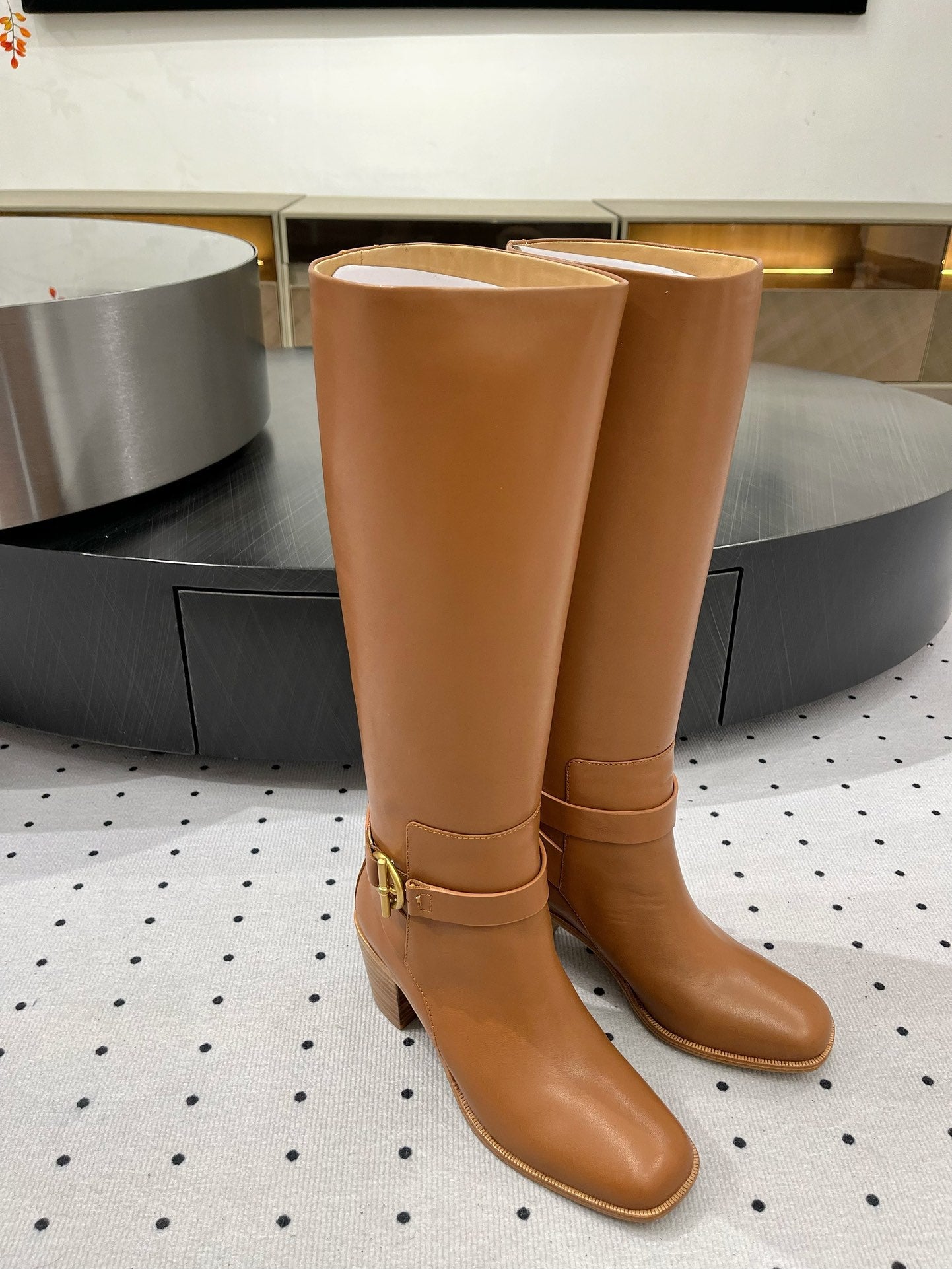 HERMES JUSTINE BOOT 6 CM IN BRONZE BROWN CALFSKIN