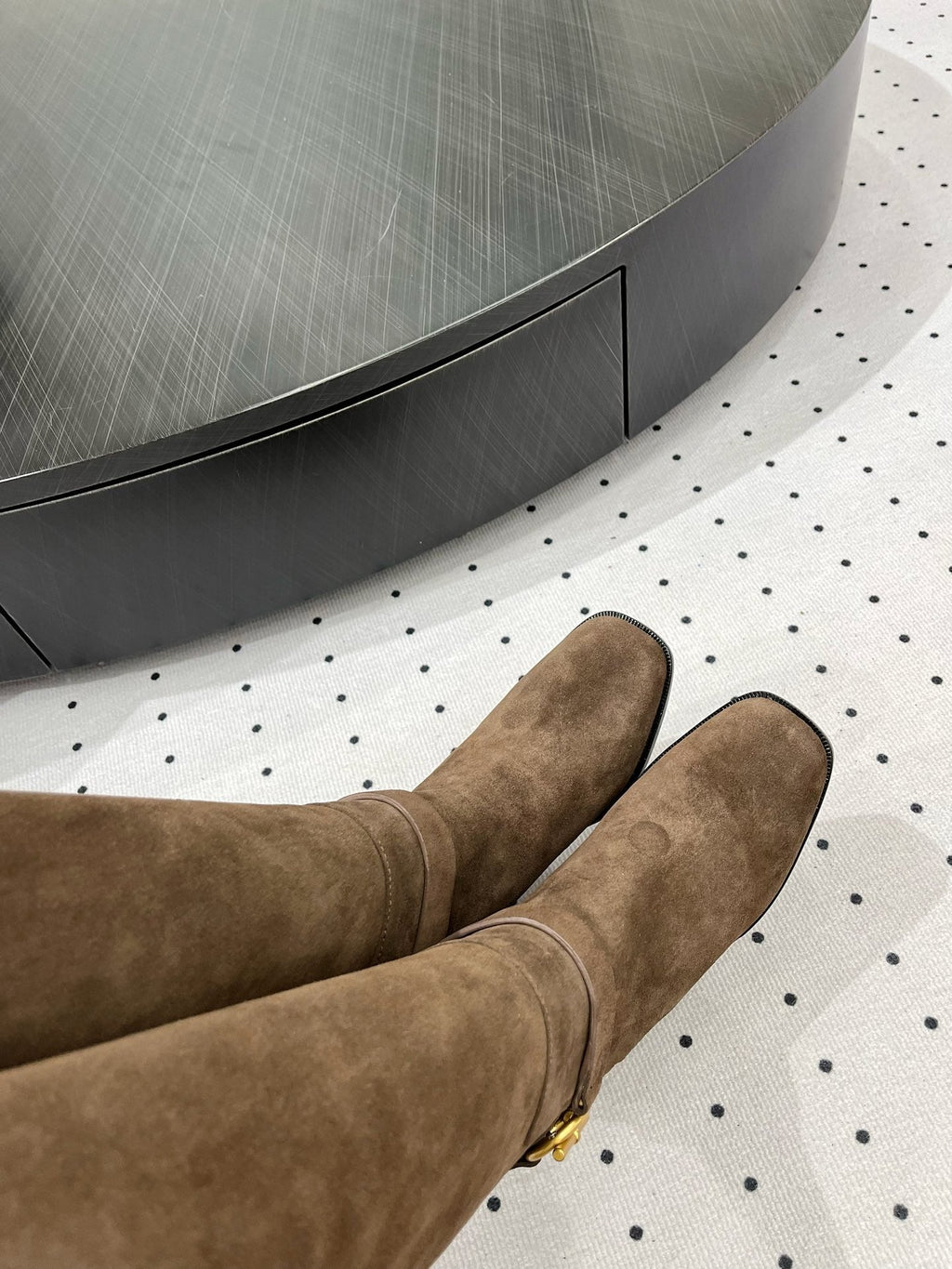 HERMES JUSTINE BOOT 6 CM IN CHOCOLATE BROWN SUEDE