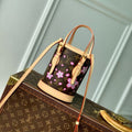 LOUIS VUITTON NANO BUCKET CHERRY BLOSSOM IN SAKURA BROWN MONOGRAM COATED CANVAS