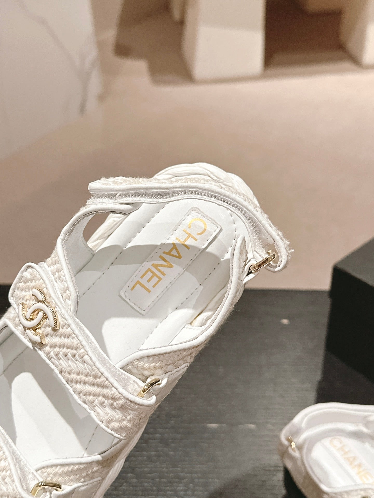 CHANEL DAD SANDALS IN WHITE CALFSKIN