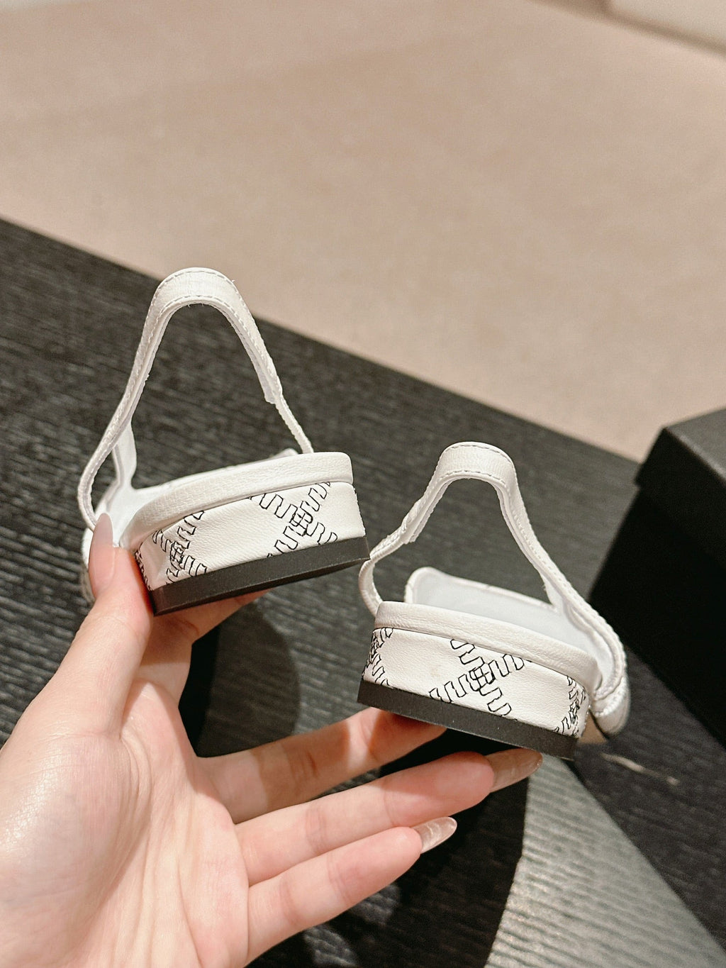 CHANEL SLINGBACKS IN WHITE LAMBSKIN AND BLACK SATIN