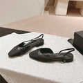 CHANEL SLINGBACKS IN BLACK LAMBSKIN AND SATIN