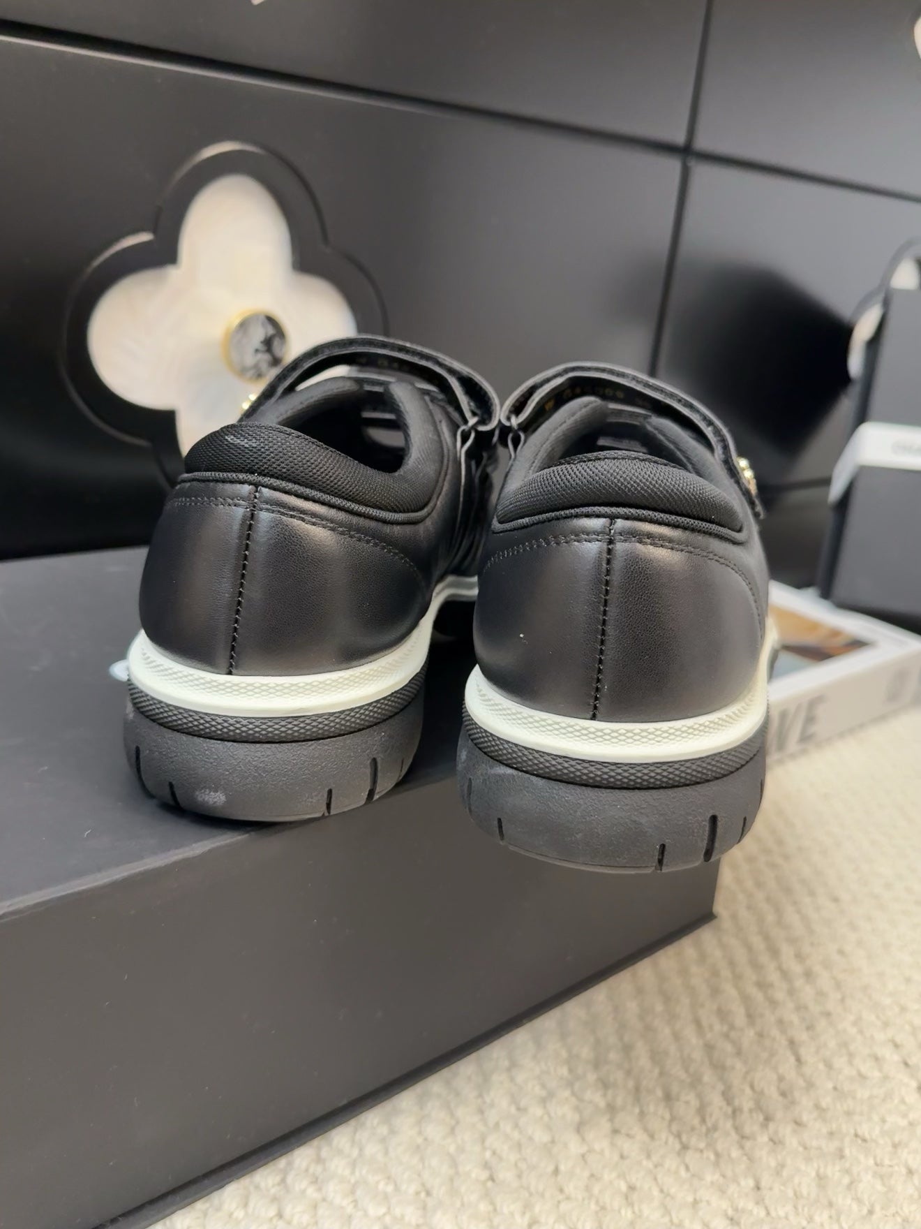CHANEL SNEAKERS WITH THREE STRAPS IN BLACK CALFSKIN