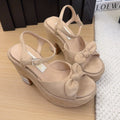CHANEL HIGH 12 CM PLATFORM SANDALS IN CAMEL BEIGE SUEDE