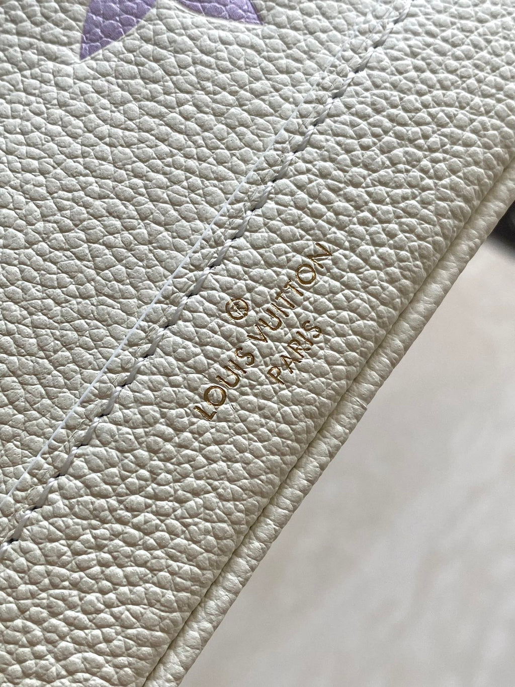 LOUIS VUITTON NANO NOÉ 16 IN WHITE PURPLE MONOGRAM EMBOSSED CALFSKIN
