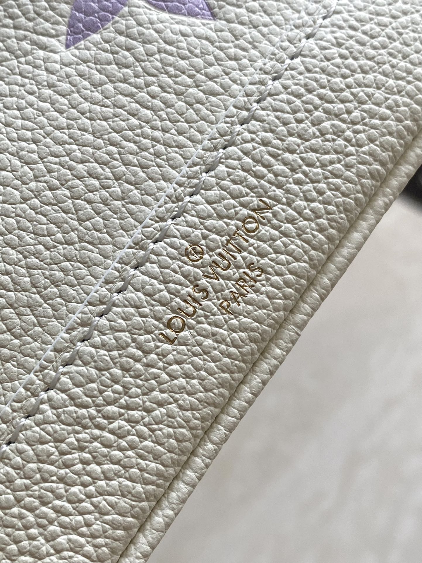 LOUIS VUITTON NANO NOÉ 16 IN WHITE PURPLE MONOGRAM EMBOSSED CALFSKIN