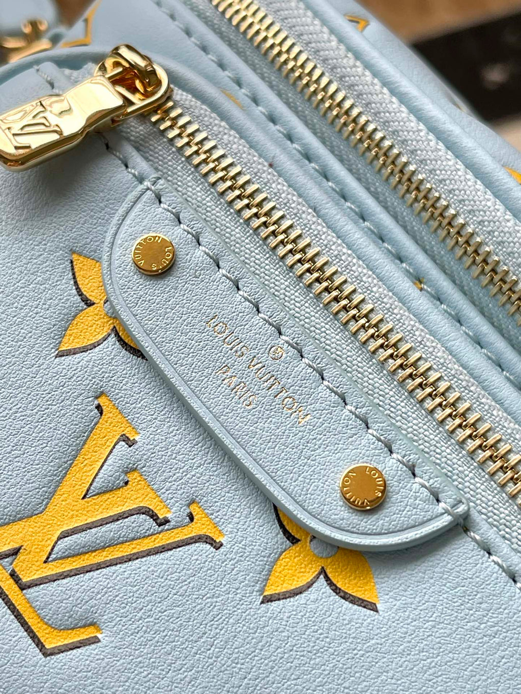 LOUIS VUITTON MINI BUMBAG 17 IN SKY YELLOW MONOGRAM CALFSKIN GOLD HARDWARE