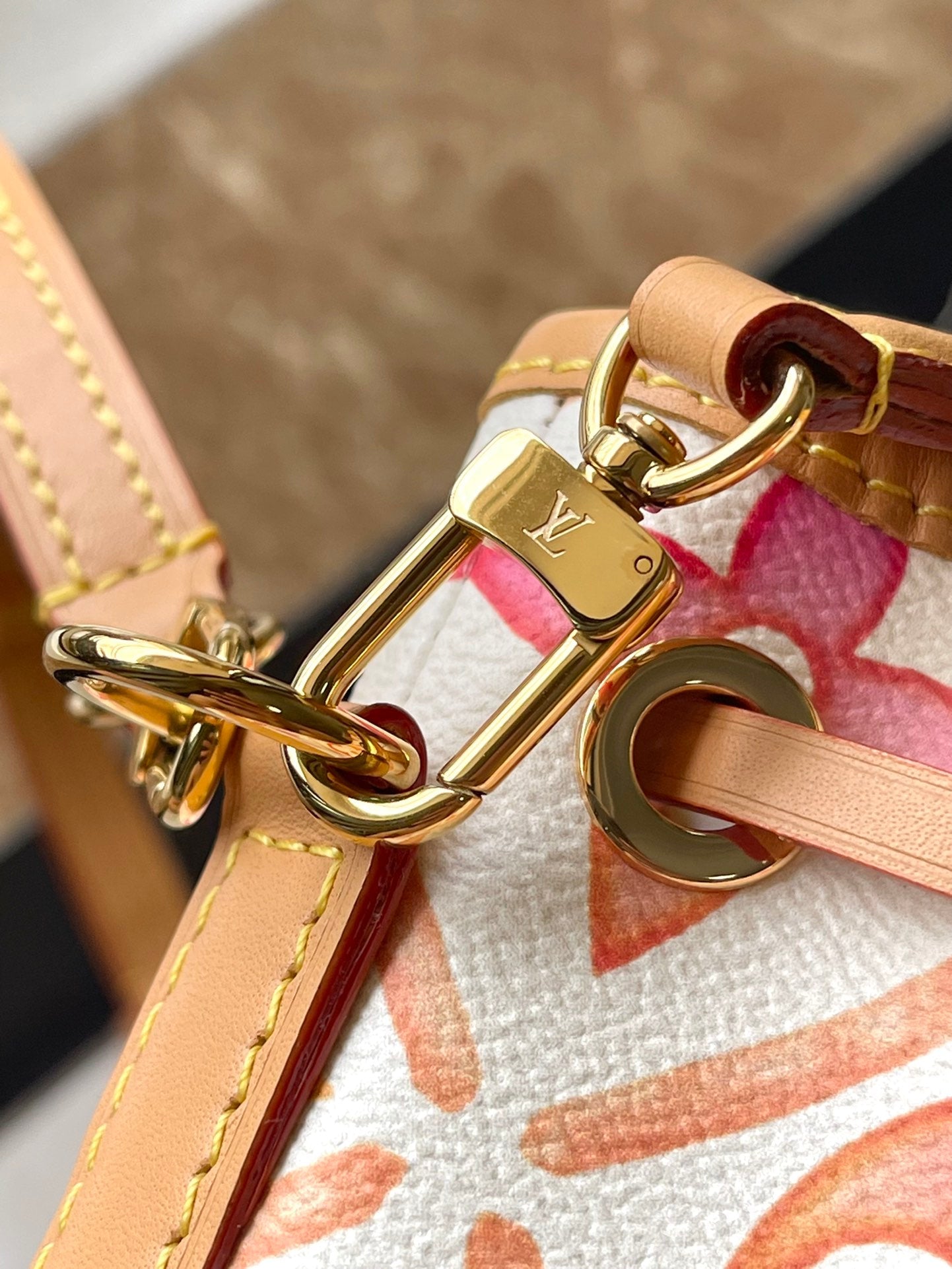 LOUIS VUITTON NANO NOÉ 16 IN CORAL MONOGRAM TILES CANVAS