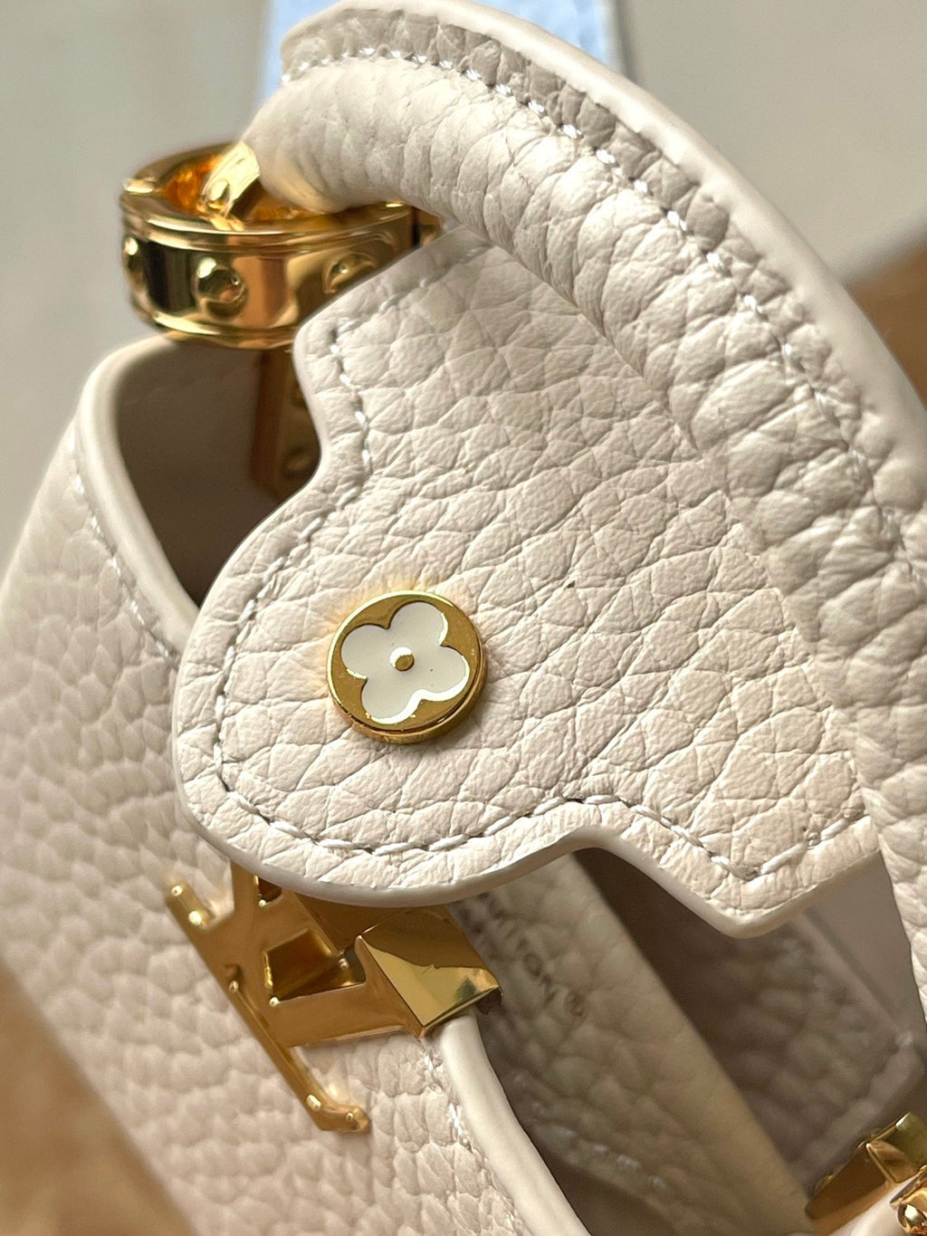 LOUIS VUITTON CAPUCINES BB 26 IN CANDY BLUE TAURILLON GOLD HARDWARE