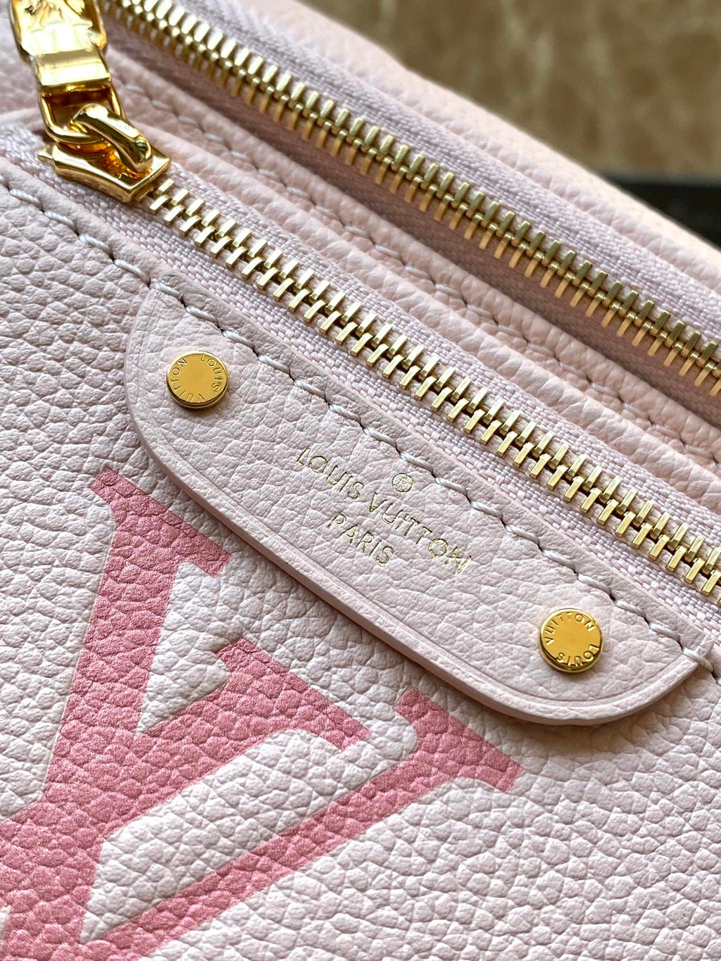LOUIS VUITTON MINI BUMBAG 17 IN GRADIENT PINK MONOGRAM EMPREINTE LEATHER GOLD HARDWARE