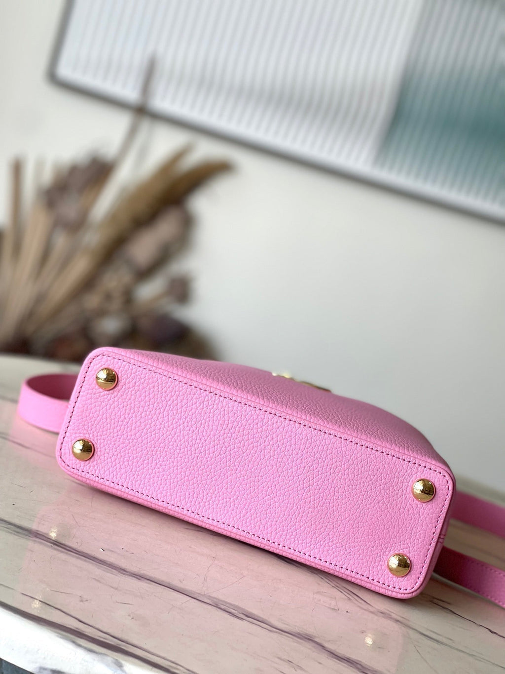 LOUIS VUITTON CAPUCINES BB 26 IN MARSHMALLOW PINK TAURILLON GOLD HARDWARE