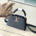LOUIS VUITTON CAPUCINES EAST-WEST MINI 22 IN BLACK CALFSKIN GOLD HARDWARE