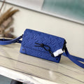 LOUIS VUITTON STEAMER 18 IN SAPPHIRE BLUE MONOGRAM EMBOSSED TAURILLON