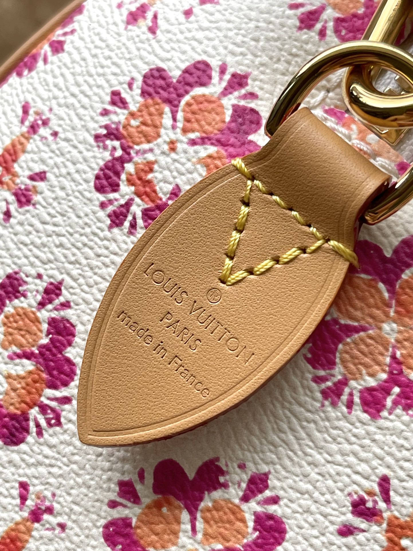 LOUIS VUITTON SPEEDY BANDOULIÈRE 20 IN CORAL MONOGRAM TILES CANVAS GOLD BUCKLE