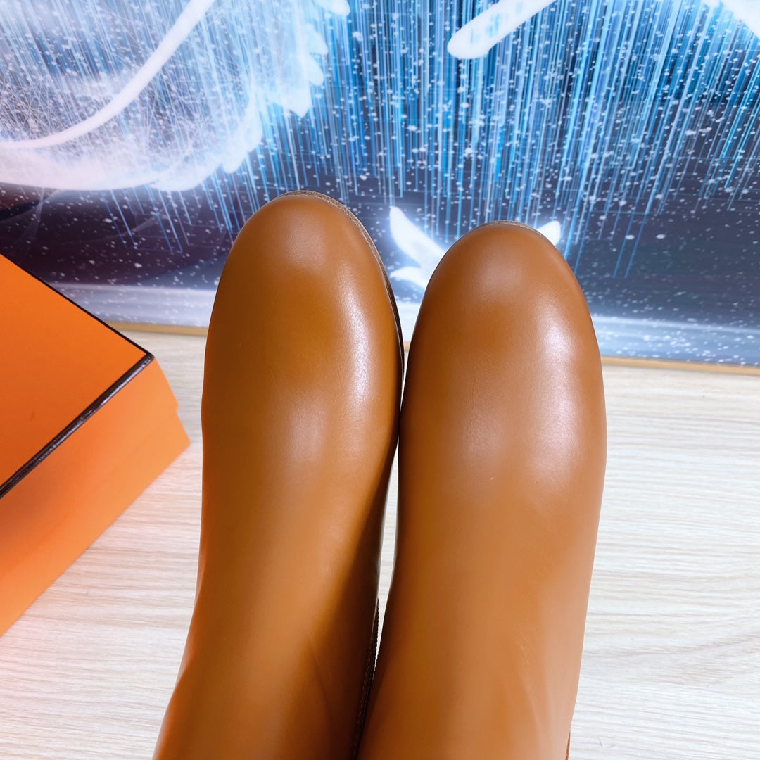 HERMES STORY ANKLE BOOT 7 CM IN BRONZE BROWN LAMBSKIN