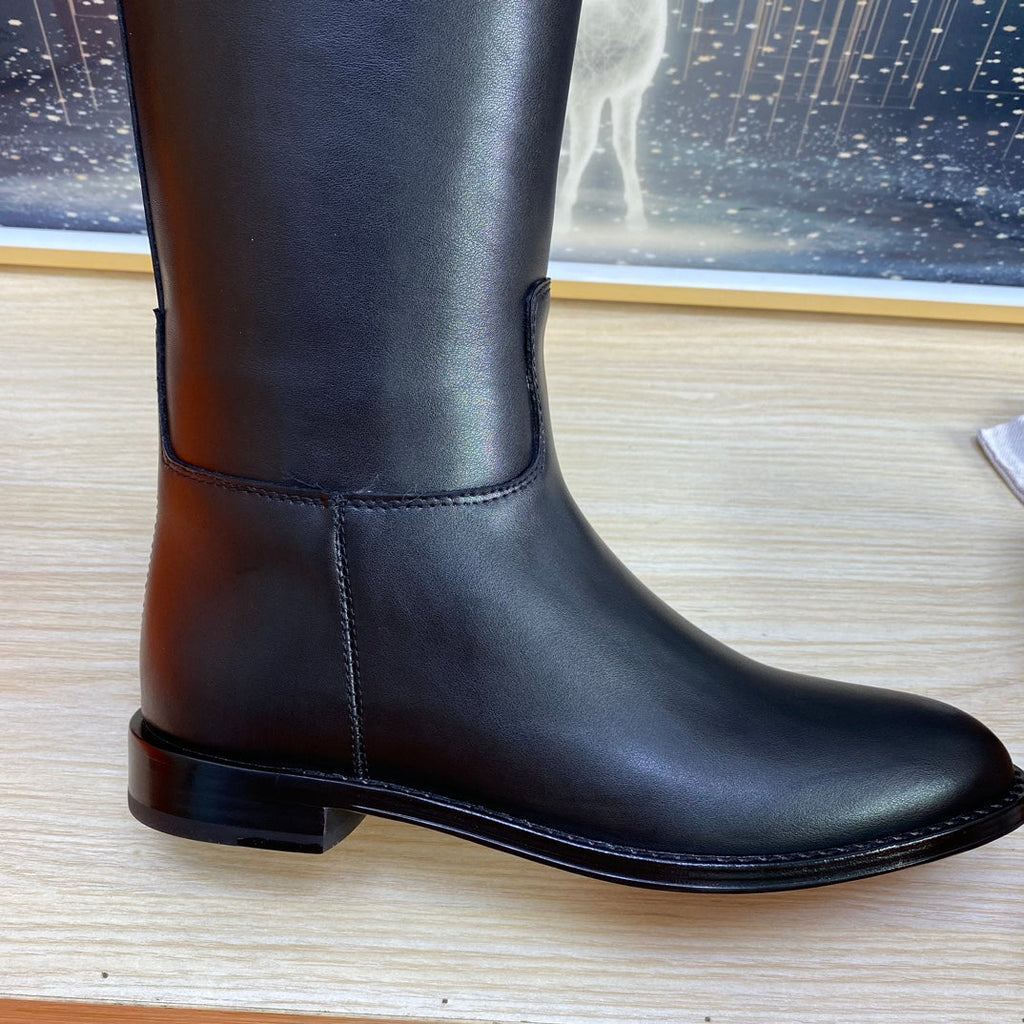 HERMES KNEE HIGH BOOTS IN BLACK CALFSKIN