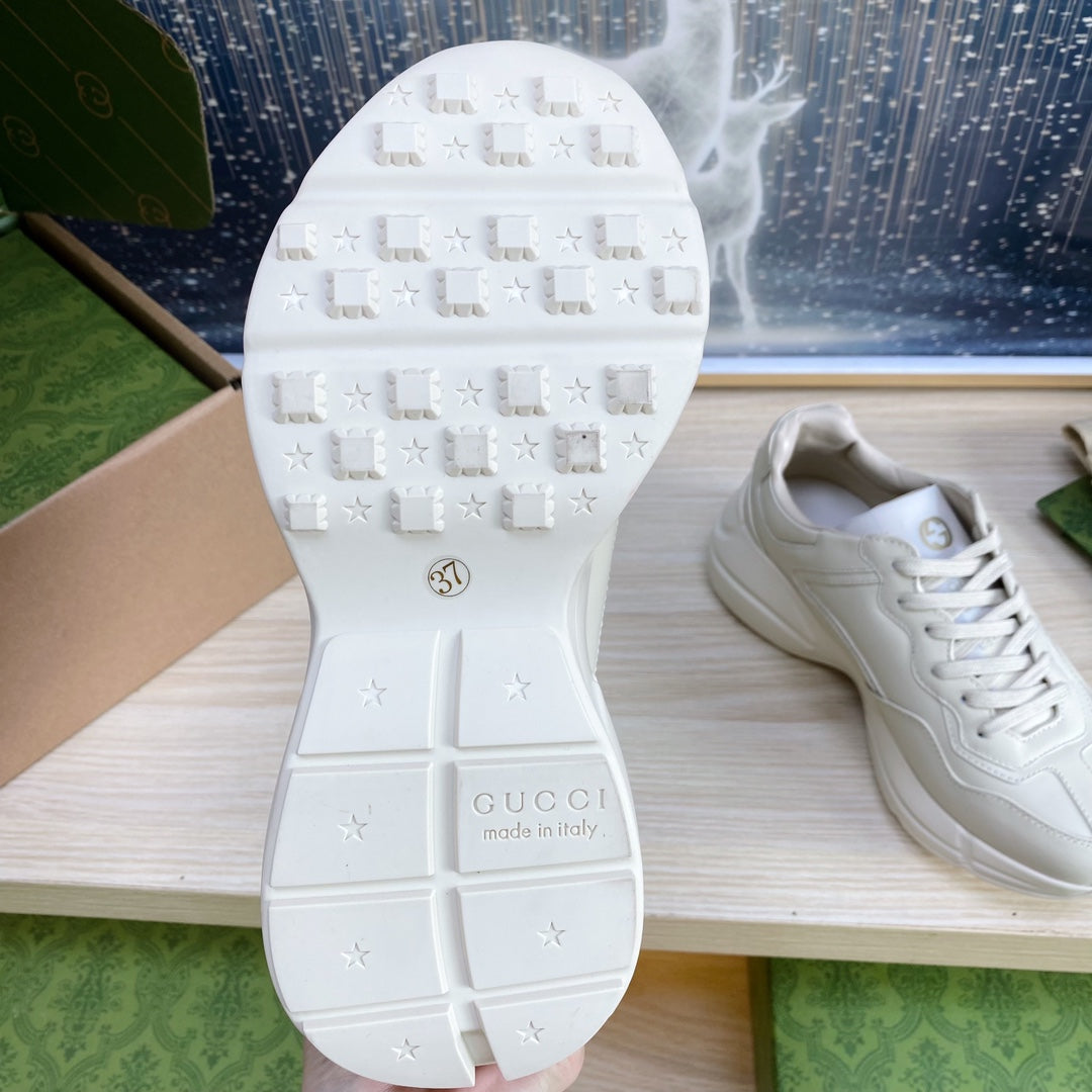 GUCCI COUPLE TRAINER WHITE CALFSKIN WITH LEMON ICON