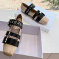 DIOR PUNK BALLET FLAT IN CAMEL BEIGE MIX BLACK SUPPLE CALFSKIN