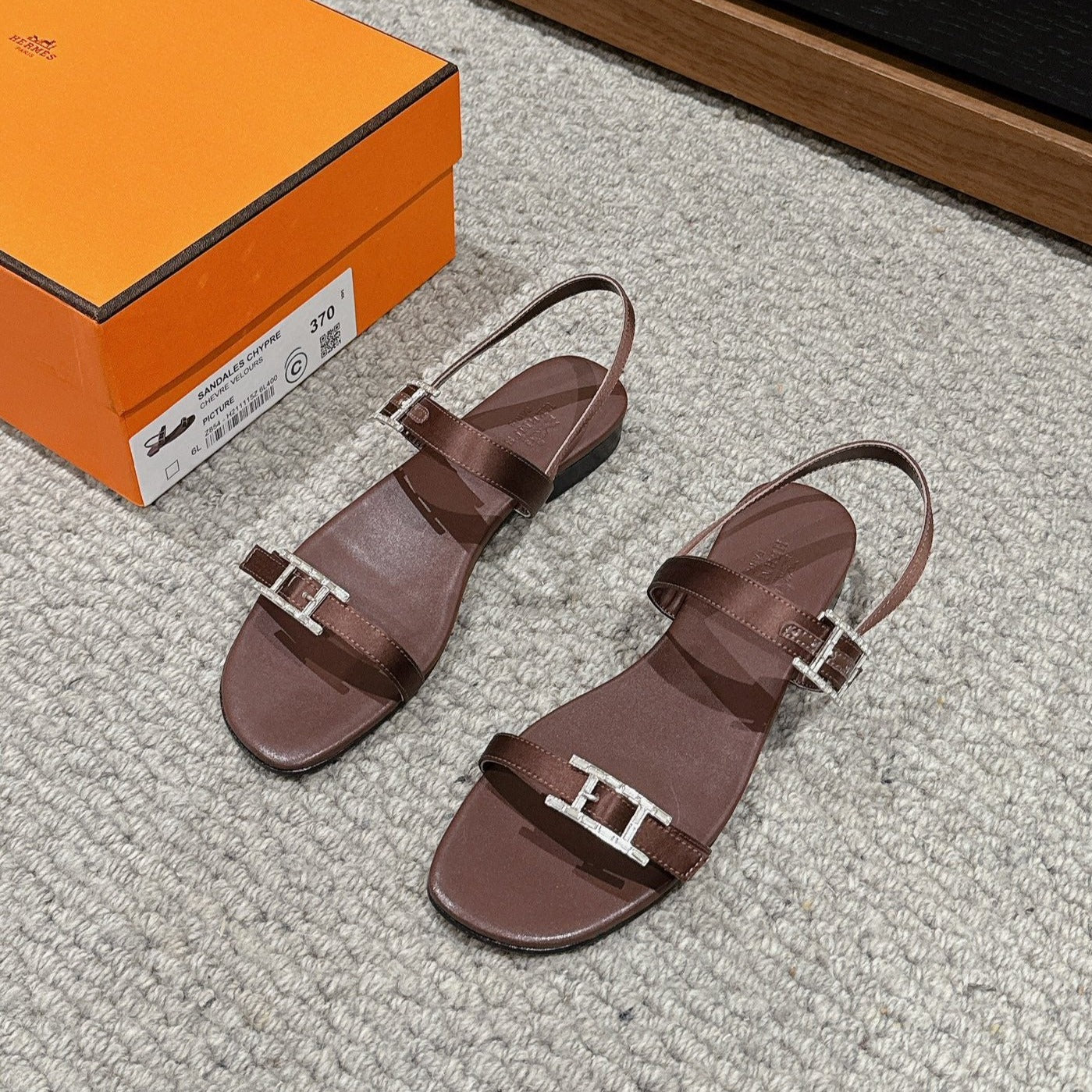 HERMES BUCKLE SANDAL CHOCOLATE CALFSKIN