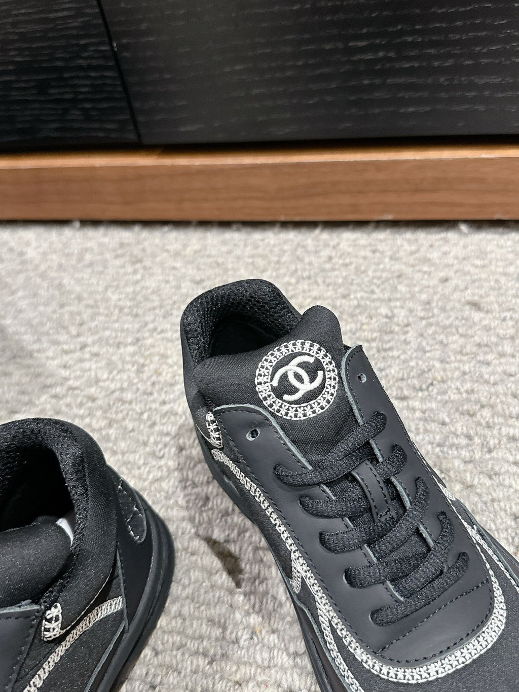 CHANEL CLASSIC TRAINER IN BLACK FABRIC