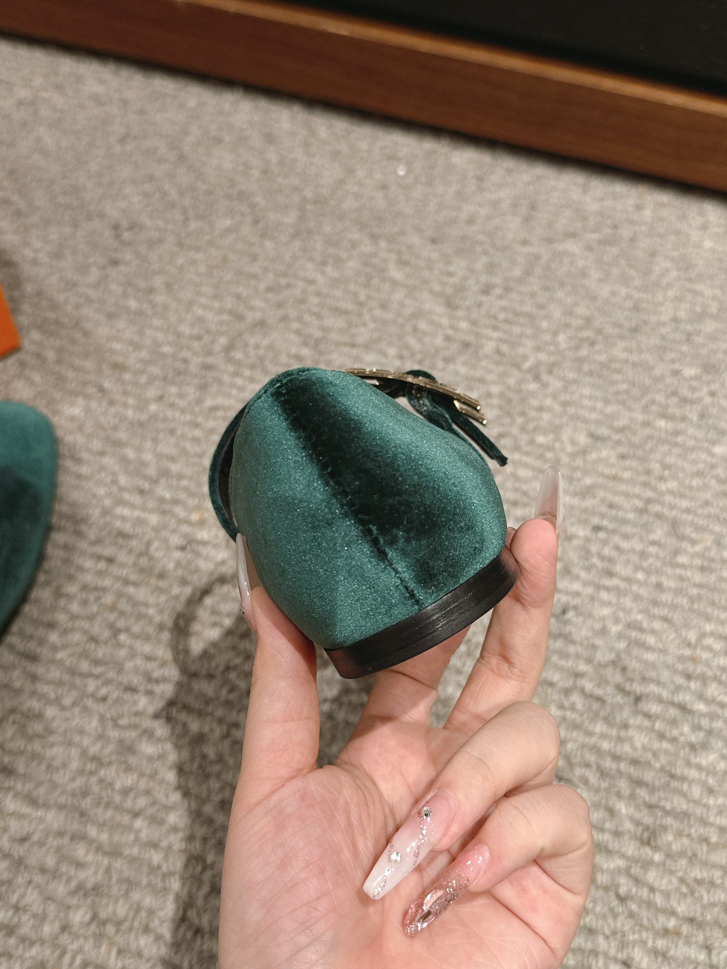 HERMES JANE BALLET FLAT CASTLETON GREEN VELVET