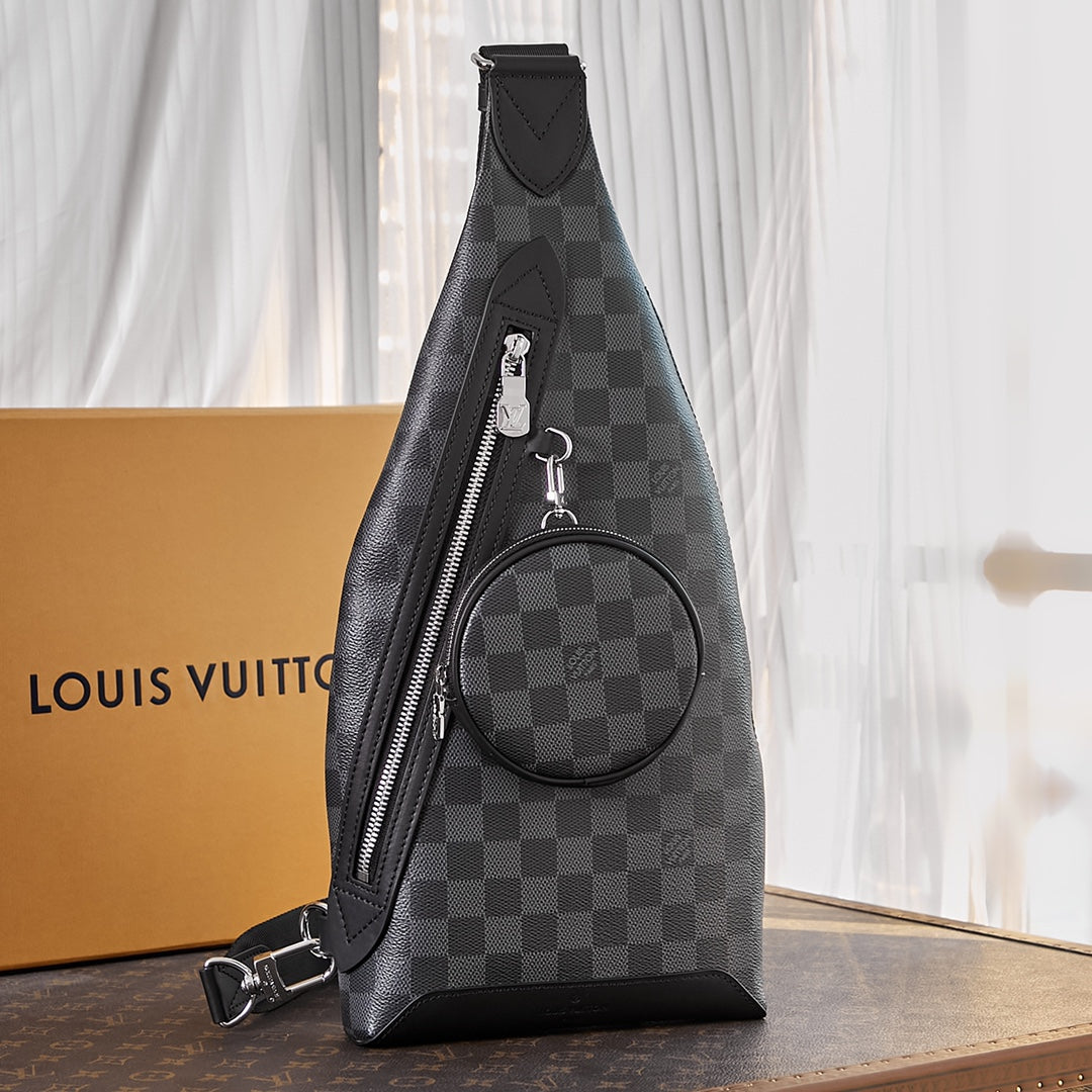 LOUIS VUITTON DUO CROSSBAG 42 IN GREY BLACK DAMIER GRAPHITE CANVAS