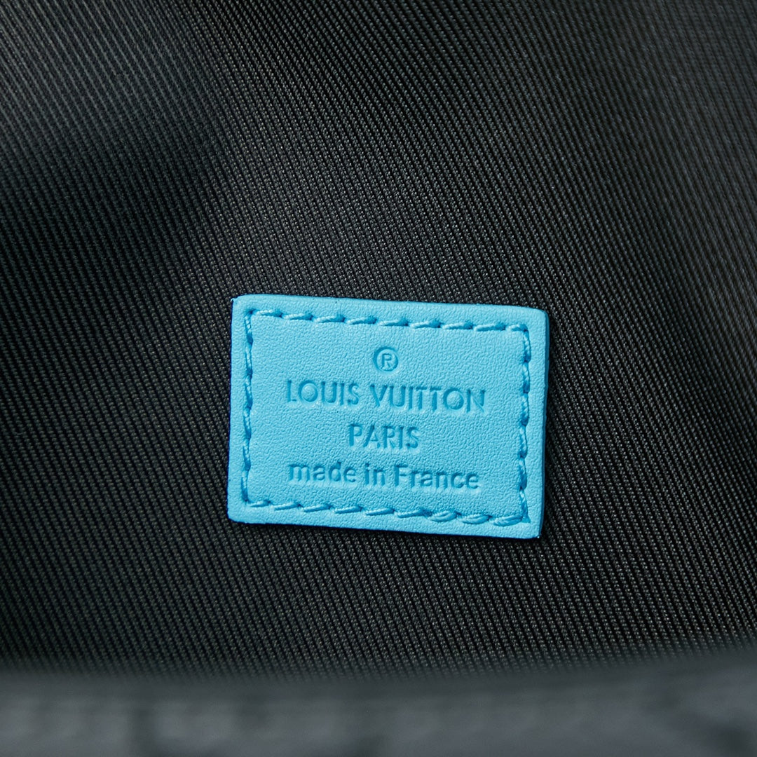 LOUIS VUITTON STEAMER 18 IN GUN METAL MONOGRAM ECLIPSE CANVAS MIX TURQUOISE CALFSKIN