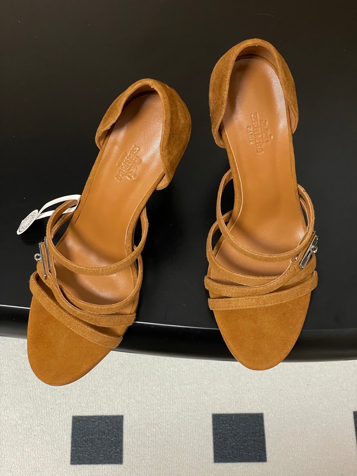 HERMES 25S HIGH-HEEL SANDAL 105 MM IN BROWN SUEDE