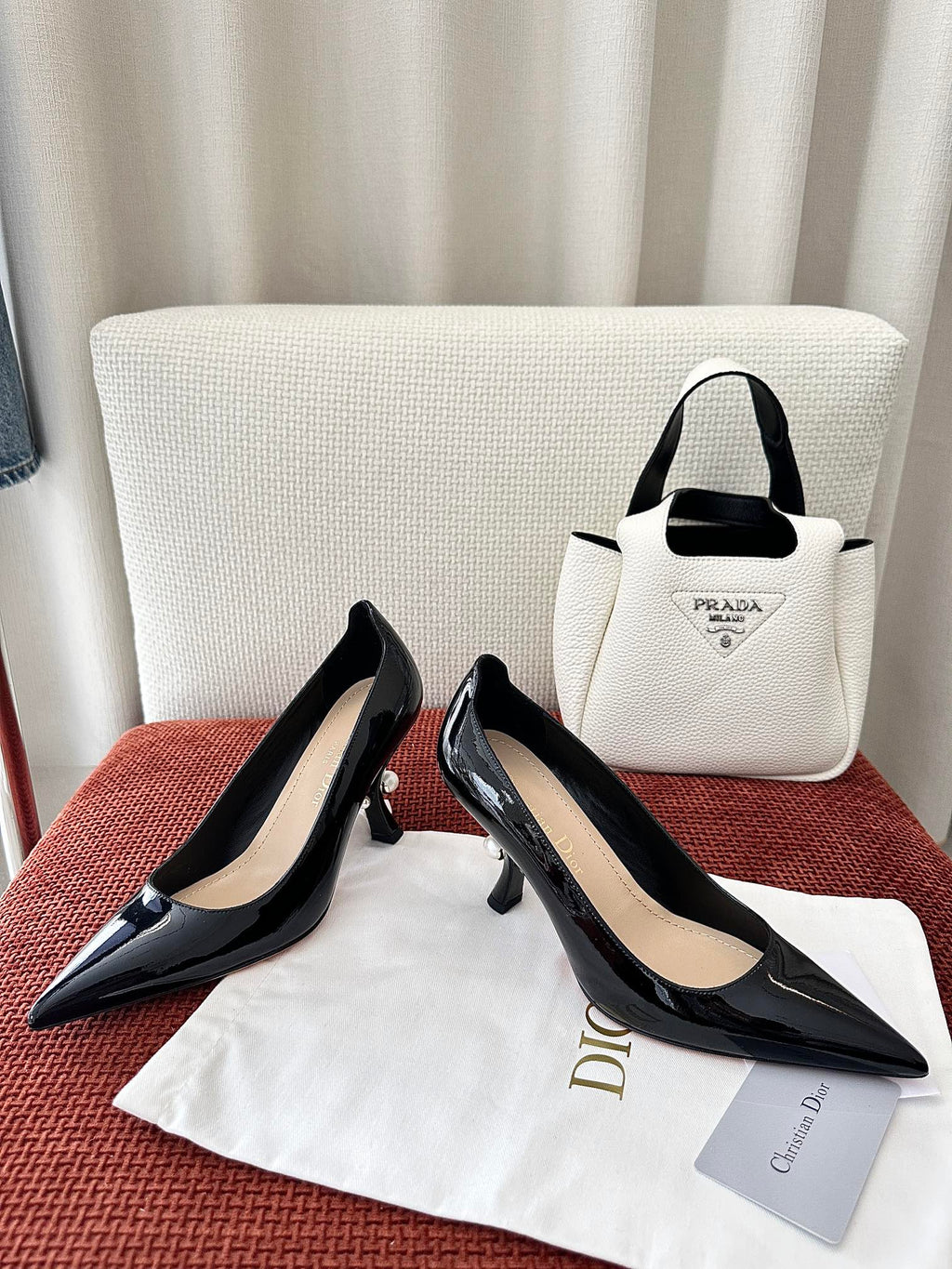 DIOR TRIBALES HIGH HEELS 80 MM 25S IN BLACK GLOSSY LEATHER