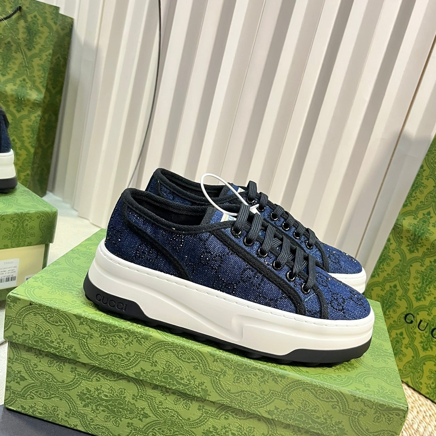 GUCCI Sneaker Tennis 1977 Trainer Oxford Blue Black