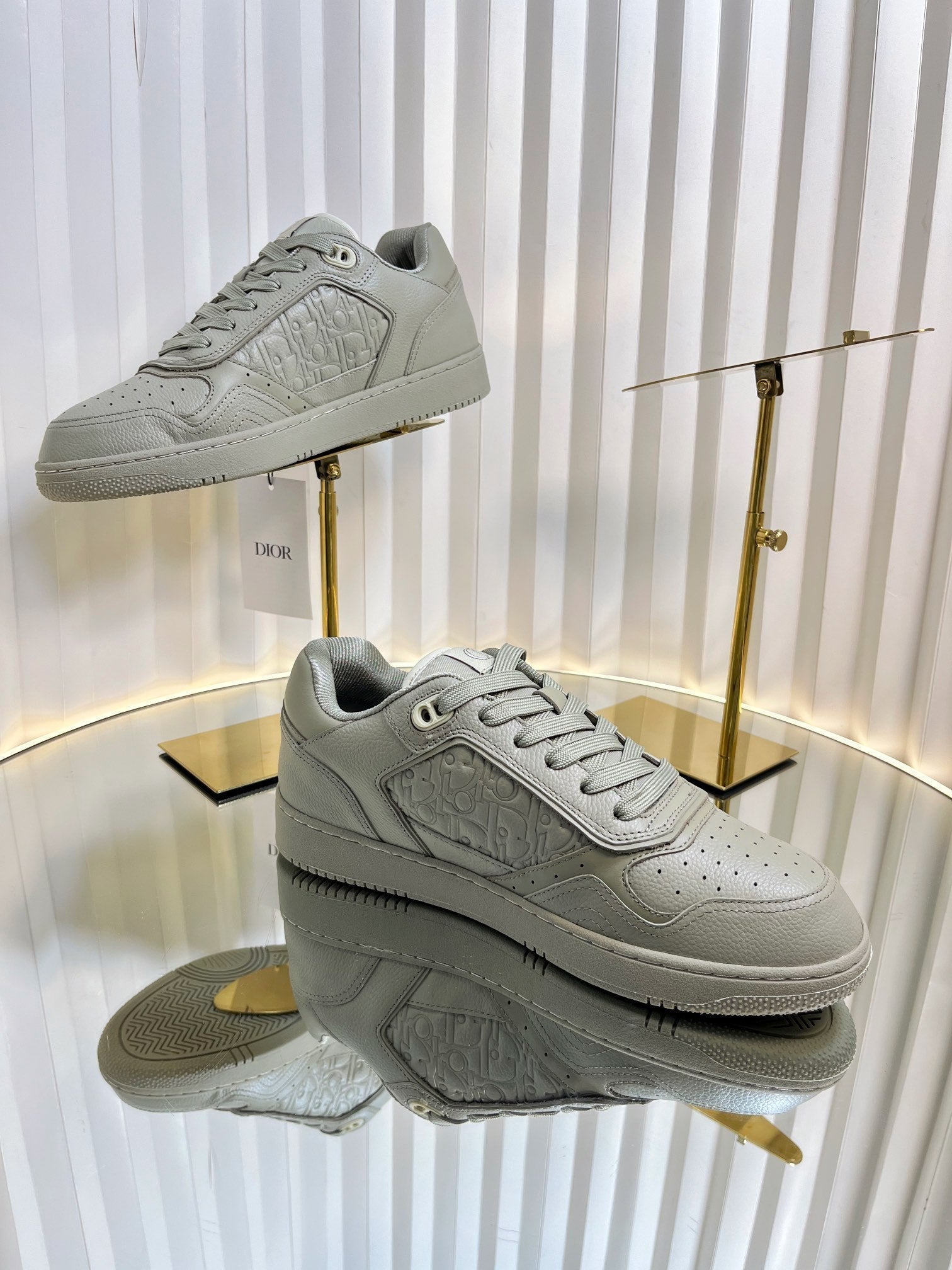 DIOR B27 LOW-TOP SNEAKER TROUT GRAY SMOOTH CALFSKIN