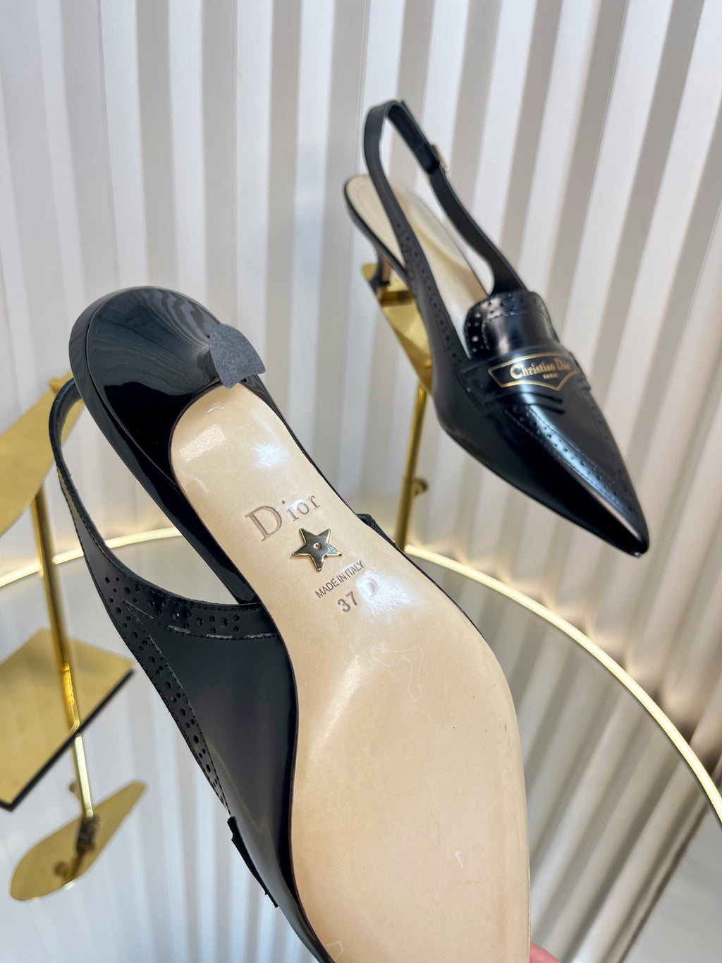 DIOR BOY SLINGBACK PUMP 35MM 25S IN BLACK CALFSKIN