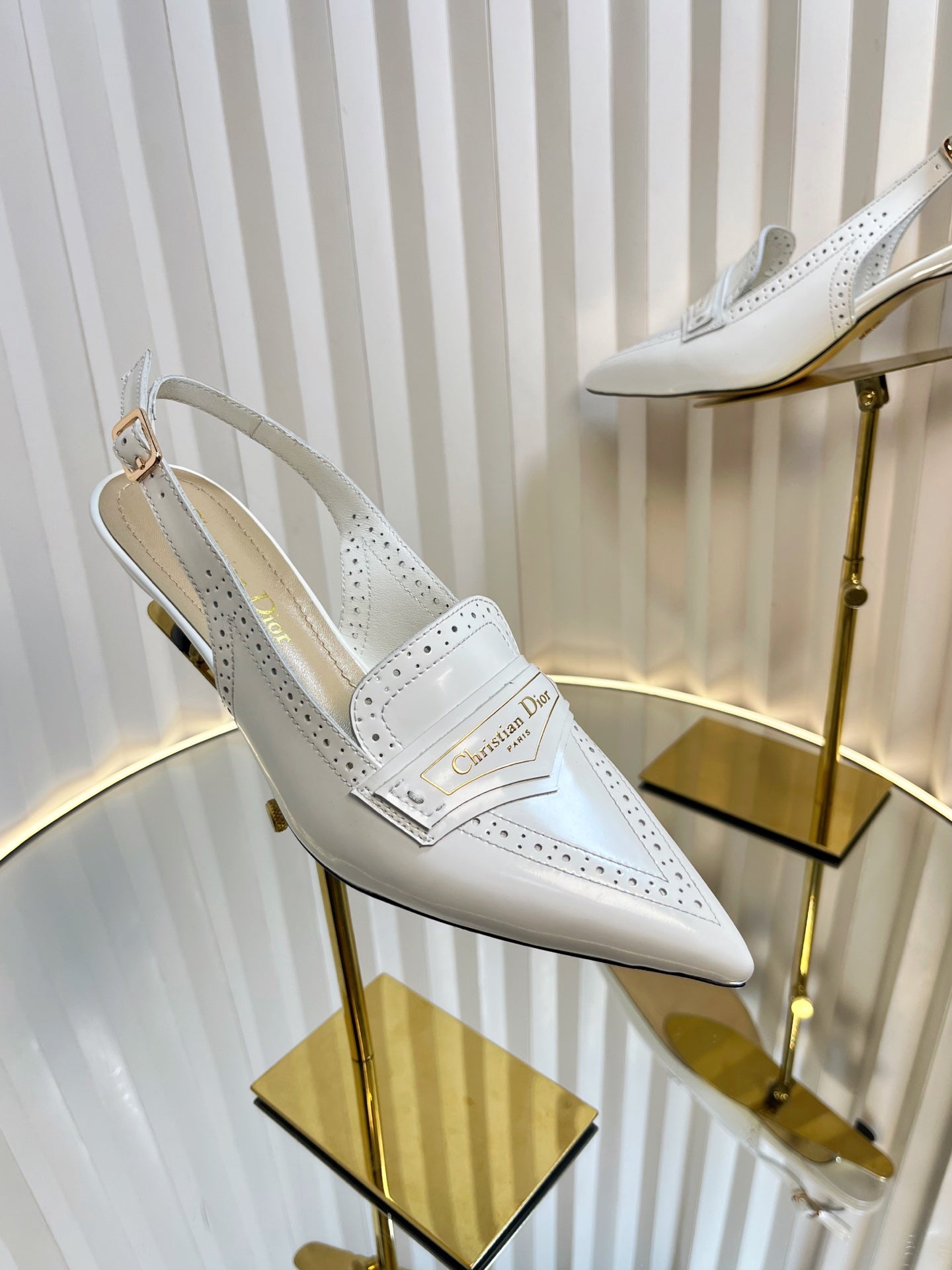 DIOR BOY SLINGBACK PUMP 35MM 25S IN WHITE CALFSKIN
