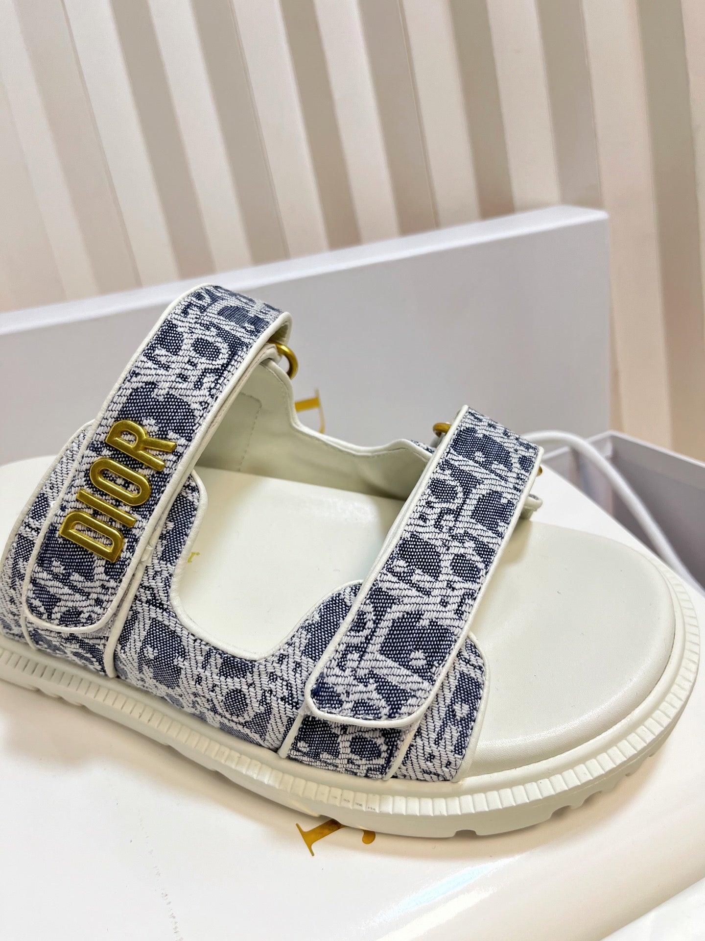 DIOR ACT SLIDES 25MM IN GRAY TWEED