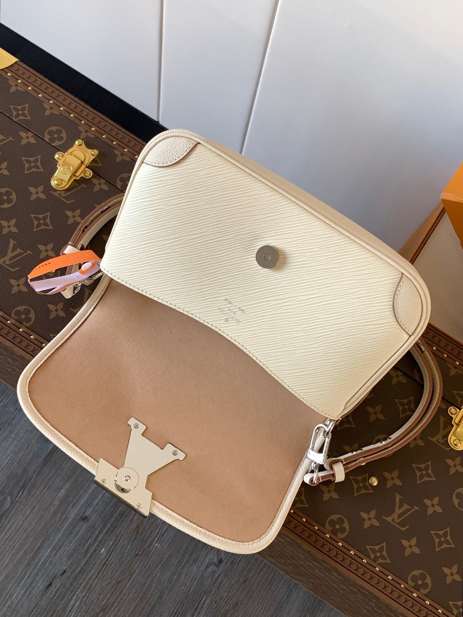 LOUIS VUITTON BUCI BAG 24 IN QUARTZ WHITE EPI GRAIN COWHIDE