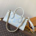 LOUIS VUITTON LV 25S ONTHEGO EAST WEST BAG 25 IN WHITE BLUE CALFSKIN MONOGRAM EMPREINTE