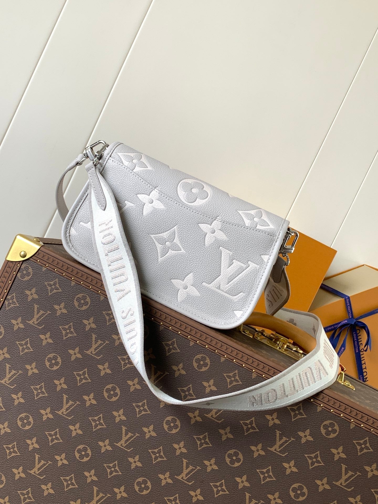 LOUIS VUITTON DIANE 24 IN GREY MONOGRAM EMPREINTE LEATHER