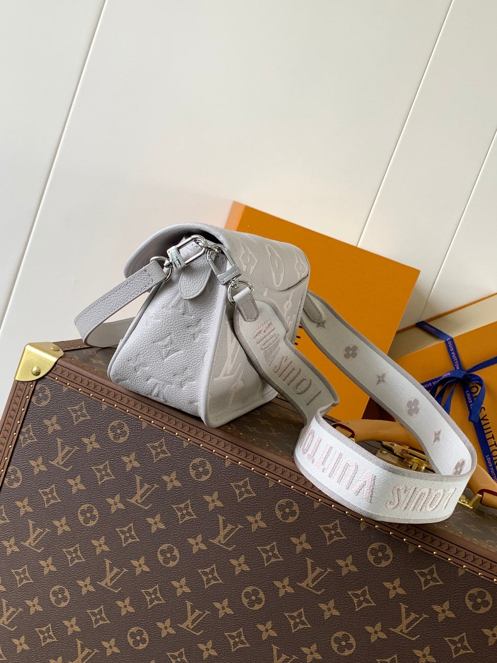 LOUIS VUITTON DIANE 24 IN GREY MONOGRAM EMPREINTE LEATHER