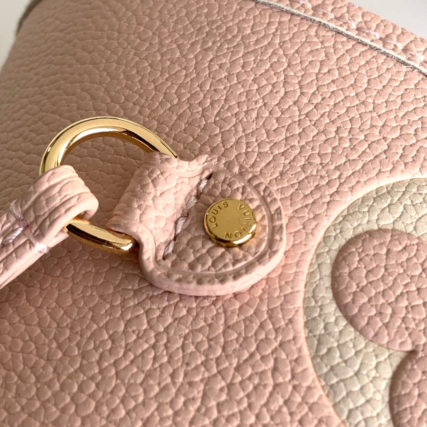 LOUIS VUITTON NEVERFULL MM BAG 32 IN PINK AND BEIGE EMBOSSED COWHIDE