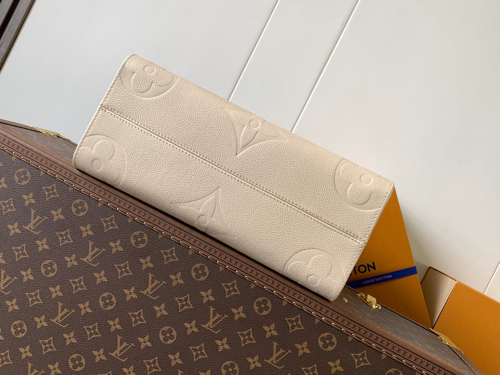 LOUIS VUITTON ONTHEGO 35 IN LIGHT BEIGE MONOGRAM CALFSKIN