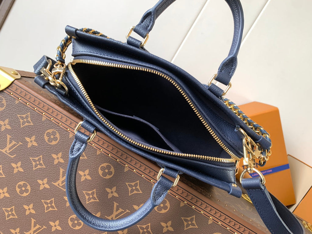 LOUIS VUITTON LV 25S ONTHEGO EAST WEST BAG 25 IN NAVY BLUE CALFSKIN MONOGRAM EMPREINTE