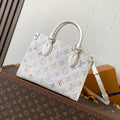 LOUIS VUITTON LV 25S ONTHEGO PM BAG 25 IN BEIGE DREAM EMBOSSED TEXTURED CALFSKIN